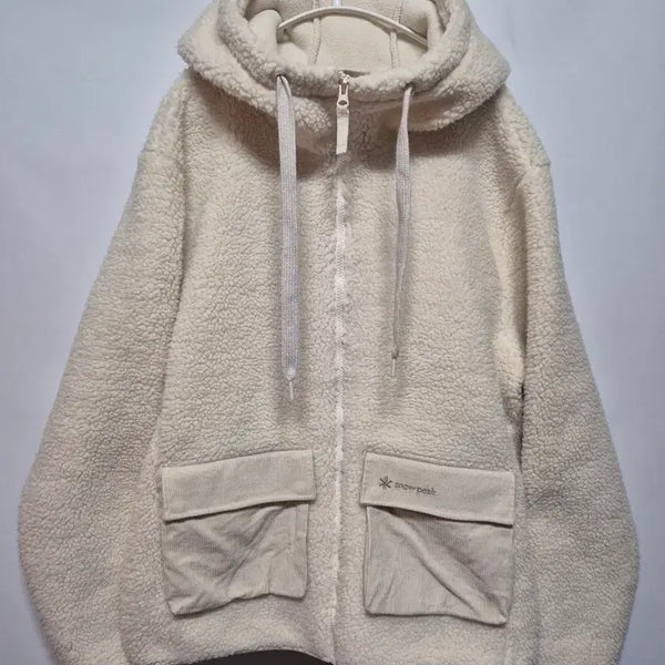 [BUNJANG] Snow Peak Fleece Hooded Zip-Up Ivory 100 / 스노우피크 플리스 후드 집업 아이보리100