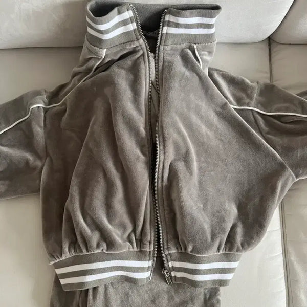 [BUNJANG] Women's Velvet Training Set - Ash Grey / 여성 벨벳 트레이닝 세트