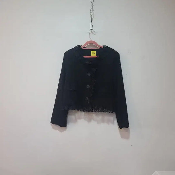 [BUNJANG] Midel Seoul Black Lace Collar Jacket / 미델 서울 블랙 레이스 카라 자켓