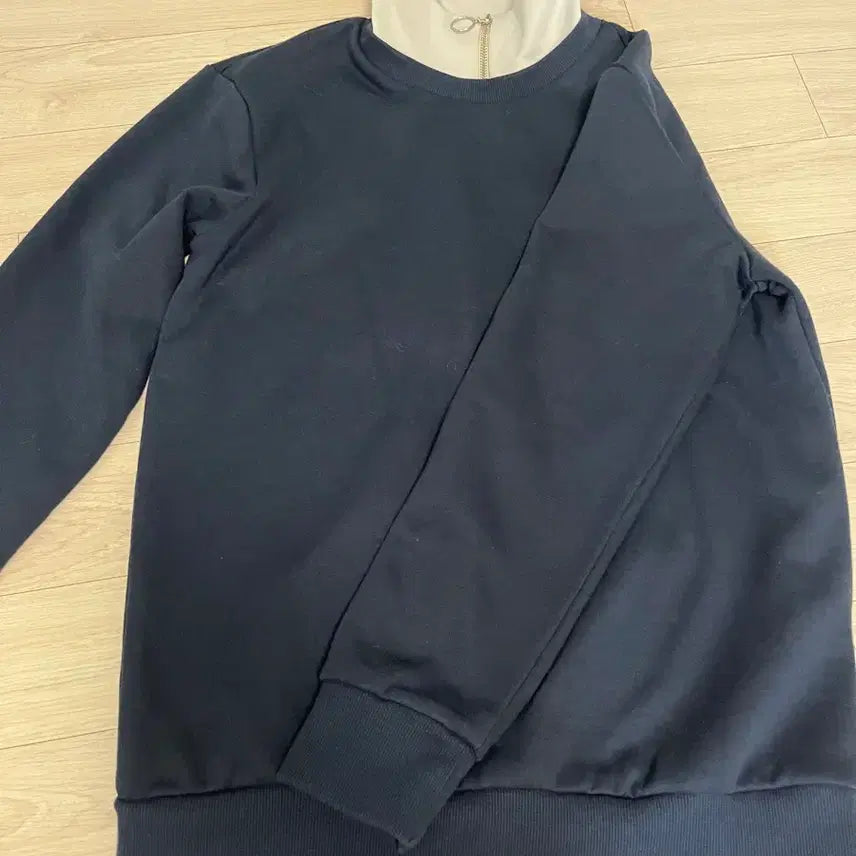 [BUNJANG] Navy Zip-Up Fleece Sweatshirt / 네이비색 집업 기모 맨투맨