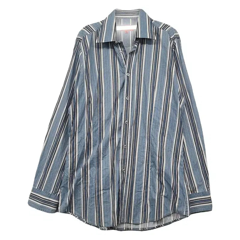 [BUNJANG] Hugo Boss Stripe Light Blue Shirt M / 휴고보스 스트라이프 라이트 블루 셔츠 M