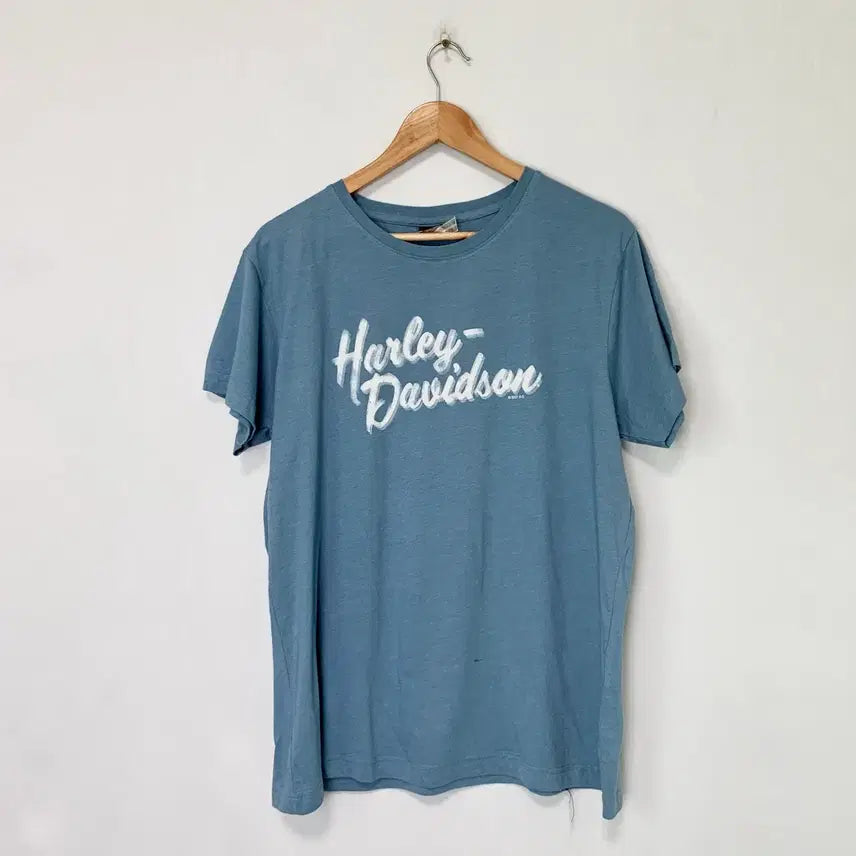 [BUNJANG] Harley-Davidson Printing Y2K Short Sleeve T-Shirt Sky Blue XL / 할리데이비슨 프린팅 y2k 반팔티 소라 스카이블루 티셔츠 남녀공용 XL