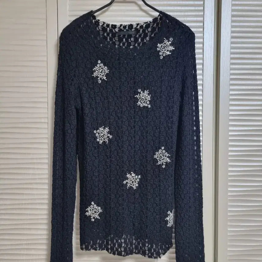 [BUNJANG] Zara Cubic Lace Long Sleeve T-Shirt / s 자라 큐빅 레이스티