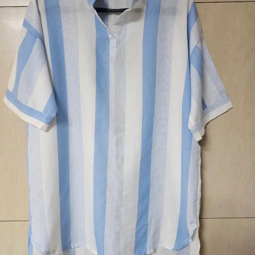 [BUNJANG] Blue and White Stripe Summer Shirt (Size 66-77) / 시원한 스트라이프 셔츠66~77