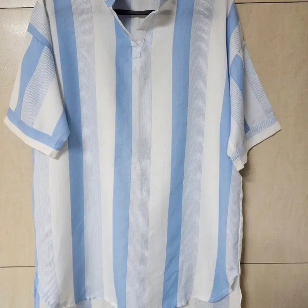 [BUNJANG] Blue and White Stripe Summer Shirt (Size 66-77) / 시원한 스트라이프 셔츠66~77