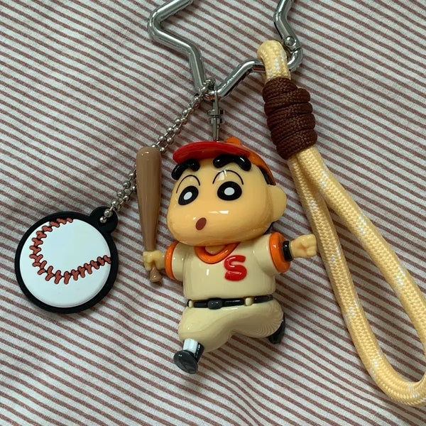 [BUNJANG] Shin-chan Baseball Player Charm with Star Carabiner / 귀여운 야구선수 짱구 키링