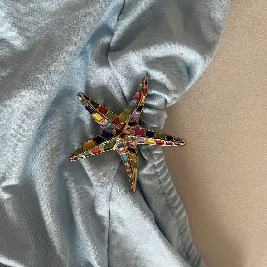 [BUNJANG] Women's Sky Blue Starfish Embellished Summer Top / 여름 휴가 여성 하늘색 탑 상의
