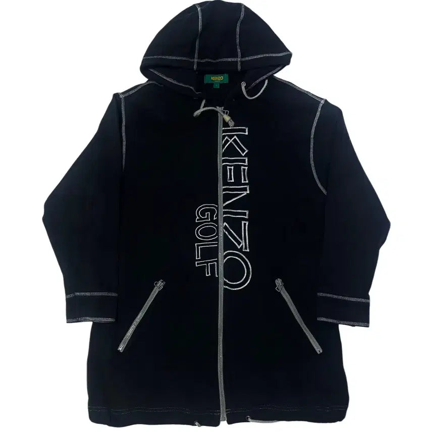 [BUNJANG] Kenzo Big Logo Black Stitch Hoodie / 겐조 빅로고 블랙스티치후드집업 95