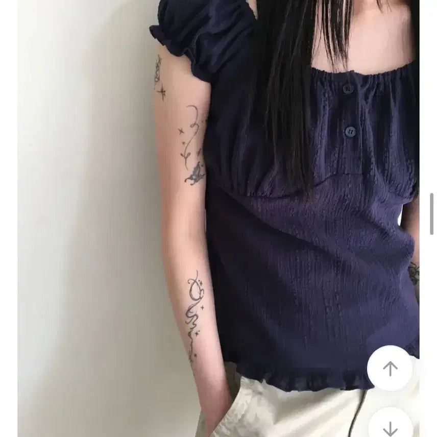 [BUNJANG] Shop Ohr Navy Blouse / 샵오르 네이비 블라우스