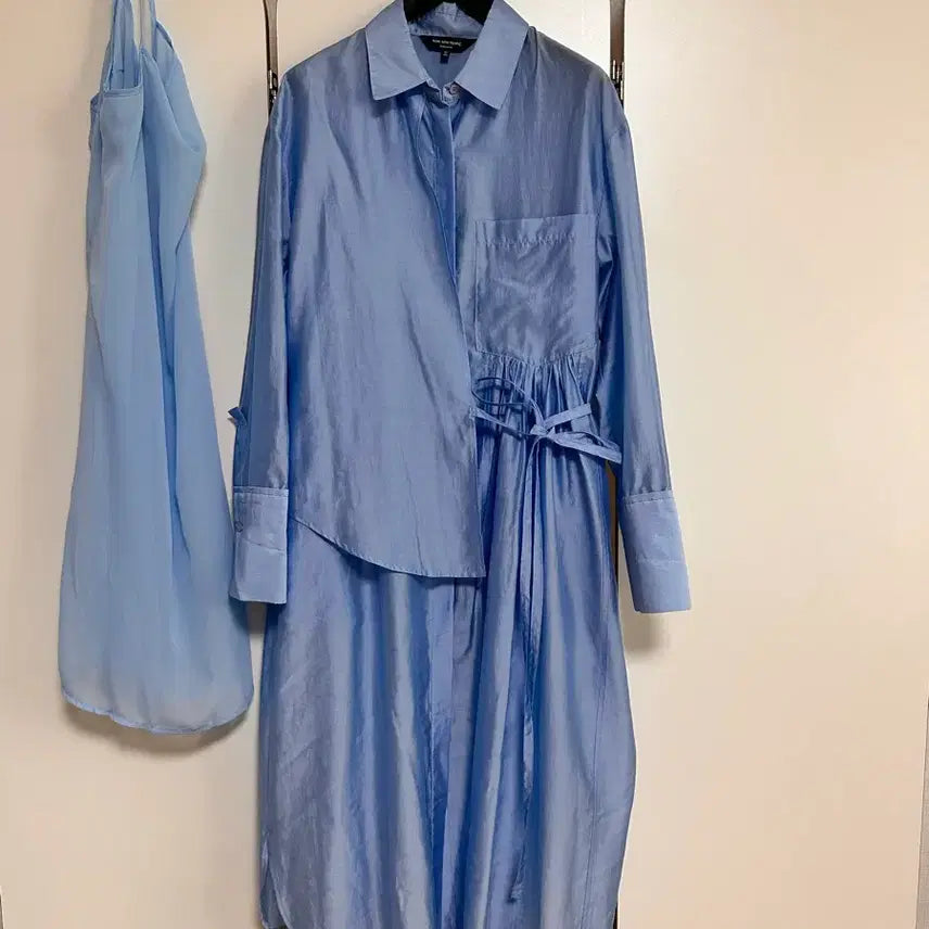 [BUNJANG] Kim Seo Ryong Signature Blue Shirt Dress Set / 김서룡 시그니처 블루 셔츠 원피스 보관 만한 새옷 속치마세트