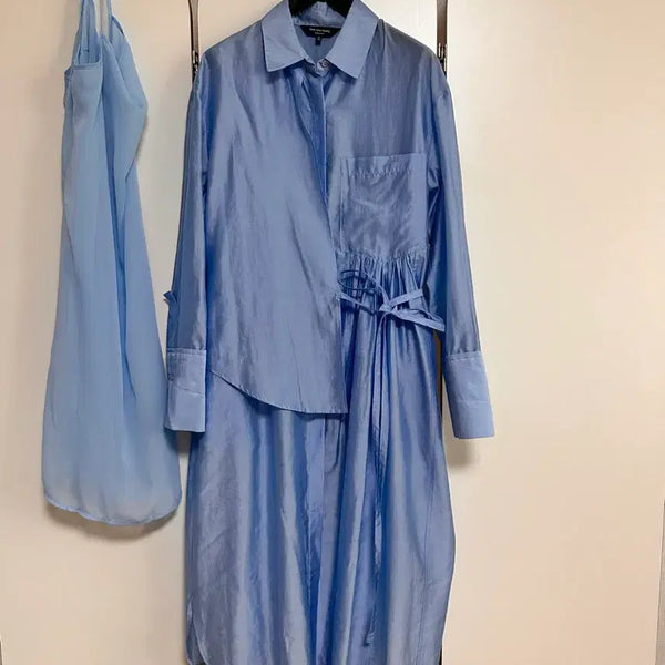 [BUNJANG] Kim Seo Ryong Signature Blue Shirt Dress Set / 김서룡 시그니처 블루 셔츠 원피스 보관 만한 새옷 속치마세트