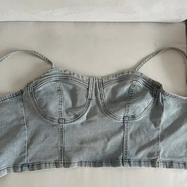 [BUNJANG] Denim Bustier Top / 데님 탑 여성 여름 상의 뷔스티에