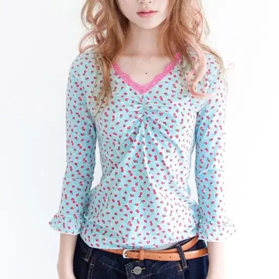 [BUNJANG] Shop Fairy Strawberry Mint T-Shirt / 샵페어리 스트로베리 민트 티셔츠