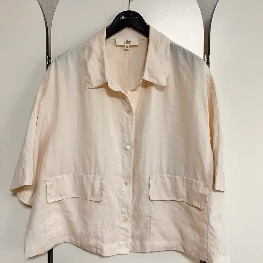 [BUNJANG] ATHE 100% Linen Short-Sleeve Shirt Beige / 아떼 린넨100% 셔츠 베이지 38 상태 최상