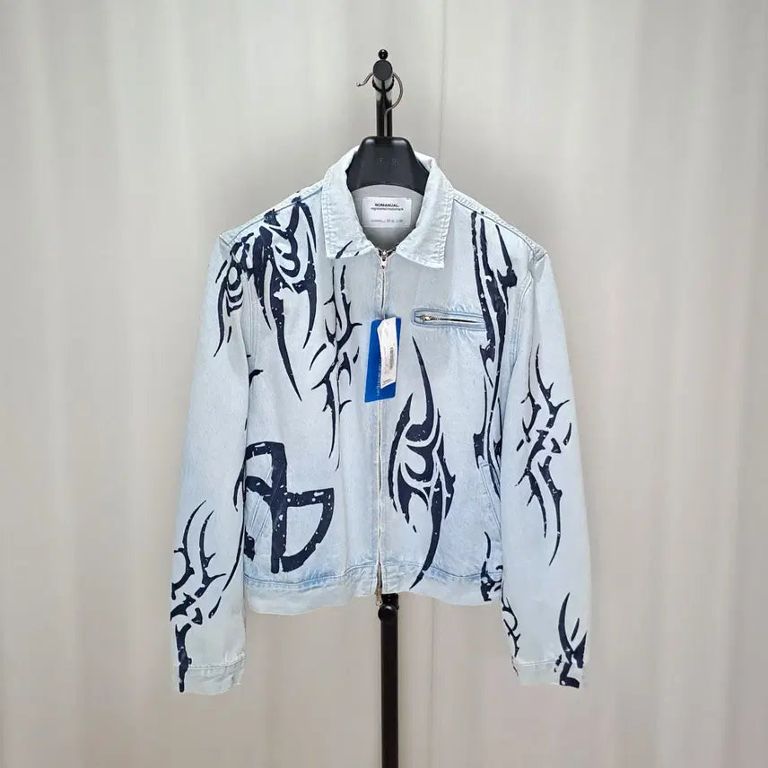 [BUNJANG] No Manual Tribal Pattern Denim Jacket L / (새제품) 노메뉴얼 트라이벌 패턴 데님 자켓 L C215