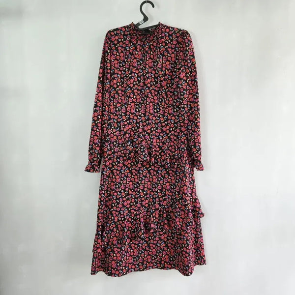 [BUNJANG] 8seconds Lace Floral Frill Long Dress (M) / 1364 에잇세컨즈 레이스 잔꽃무늬 프릴 롱원피스 M사이즈