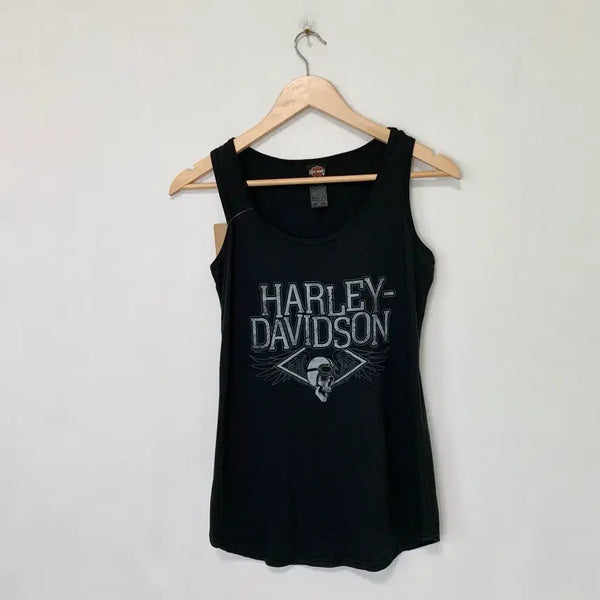 [BUNJANG] Harley-Davidson Printing Y2K Sleeveless T-Shirt Black / 할리데이비슨 프린팅 y2k 민소매 티셔츠 나시 슬리브리스 블랙