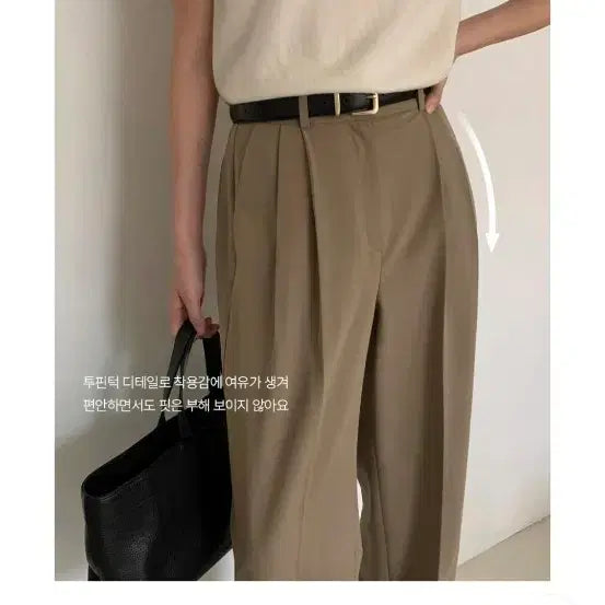 [BUNJANG] Gannaesra Teru Two-Tuck Slacks Khaki Beige Short M / 가내스라 테르 투핀턱 슬랙스 카키베이지 숏 m(새상품)