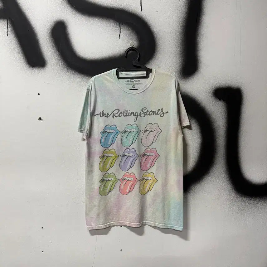 [BUNJANG] Rolling Stones Multi Logo Tie-Dye T-Shirt / 롤링스톤스 멀티 로고 프린팅 타이다이 반팔 티셔츠