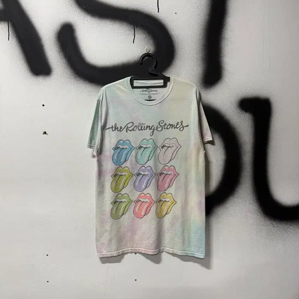 [BUNJANG] Rolling Stones Multi Logo Tie-Dye T-Shirt / 롤링스톤스 멀티 로고 프린팅 타이다이 반팔 티셔츠