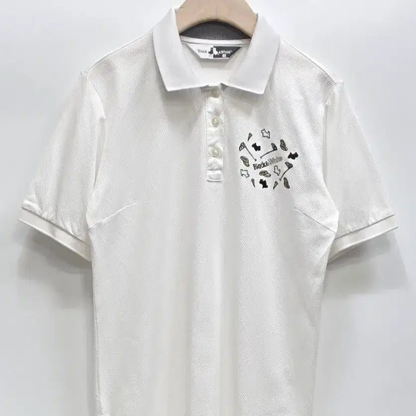 [BUNJANG] Black and White Women's Short Sleeve Polo Shirt / 블랙앤화이트 여성 반팔 카라