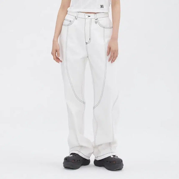[BUNJANG] Tageto Curved Stitch Pants Cream Size 2 / 타게토 커브 스티치 팬츠 크림 2 사이즈