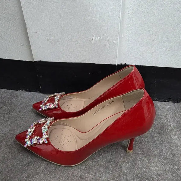 [BUNJANG] SODA Red Enamel Heels Size 37 (235-240) / (1회착화)소다 레드 에나멜 힐 37(235-240)