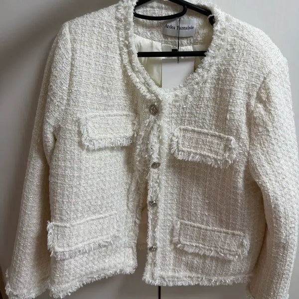 [BUNJANG] Ardea Fantasy Tweed Padding Ivory Short Version / 아르데아판타지 트위드패딩 아이보리 숏버전(새상품)