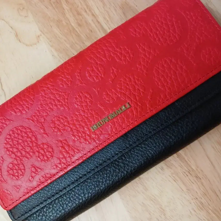 [BUNJANG] Bruno Magli Leather Long Wallet Red/Black / 브루노말리 장지갑 레드/블랙