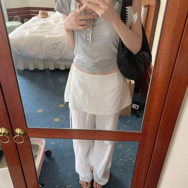 [BUNJANG] TheWish Leeds Pearl Layered Wrap Pants (Size S, Long) / 더위시 리즈 Leeds Pearl 레이어드 랩 팬츠 s사이즈 롱 택 o