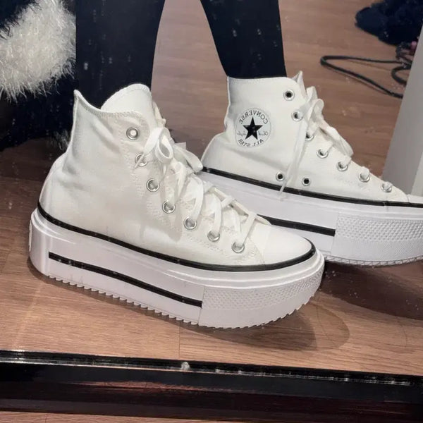 [BUNJANG] Converse Chuck Taylor All Star Double Stack White / (새상품) 240 컨버스 척테일러 올스타 더블 스택 화이트