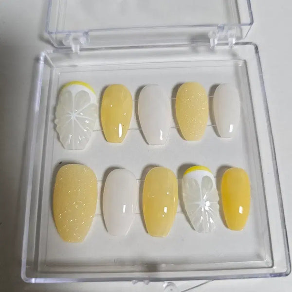 [BUNJANG] Handmade Nail Tips - Coffin Egg Tip Set / 수제네일팁