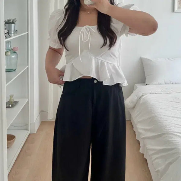 [BUNJANG] Hati 66 Frill Short Sleeve Blouse / 하티 66 프릴 반팔 블라우스