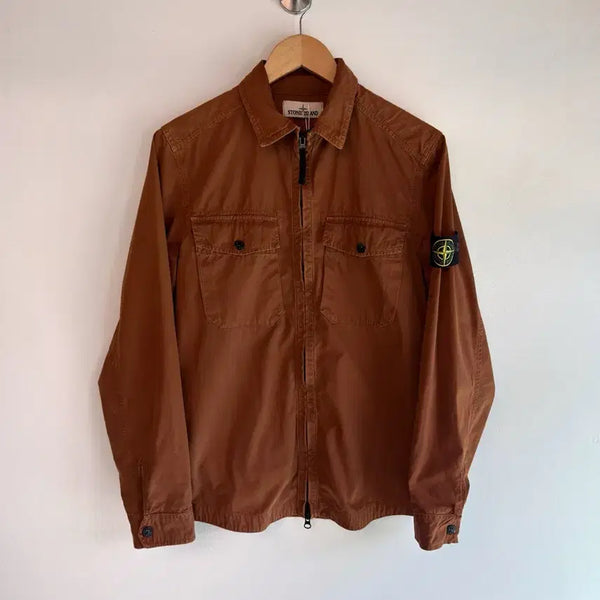 [BUNJANG] Stone Island Brown Garment Dyed Old Effect Overshirt Jacket / 스톤아일랜드 브라운 가먼트다잉 올드이펙트 오버 셔츠 자켓