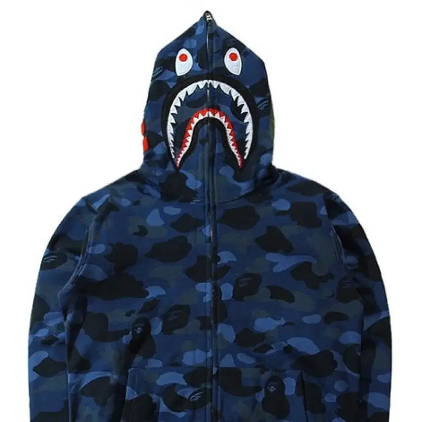 [BUNJANG] BAPE Camo Shark Full Zip Hoodie Navy / 베이프 카모 샤크 풀 집 후드 네이비 BAPE Camo Shark Full Zip Hoodie Navy
