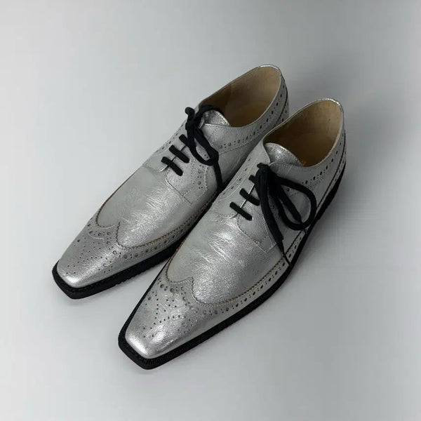 [BUNJANG] Comme des Garçons Silver Wing Tip Shoes / 꼼데가르송 실버 윙 팁 슈즈