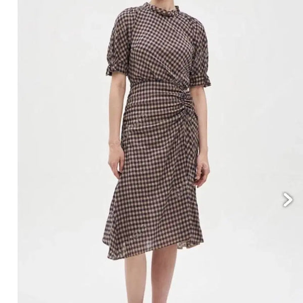 [BUNJANG] MINE Checked Shirred Dress / 마인 MINE 체크 셔링 원피스