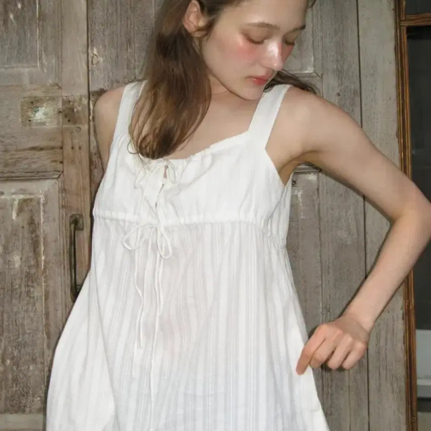 [BUNJANG] Ronron Milky Shirring Mini Dress / 론론 밀키 셔링 미니원피스
