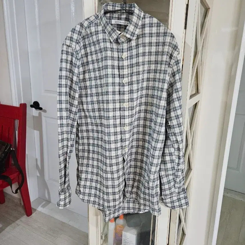 [BUNJANG] Men's Check Pattern Long Sleeve Shirt Size 95 / 남자 남방셔츠 95