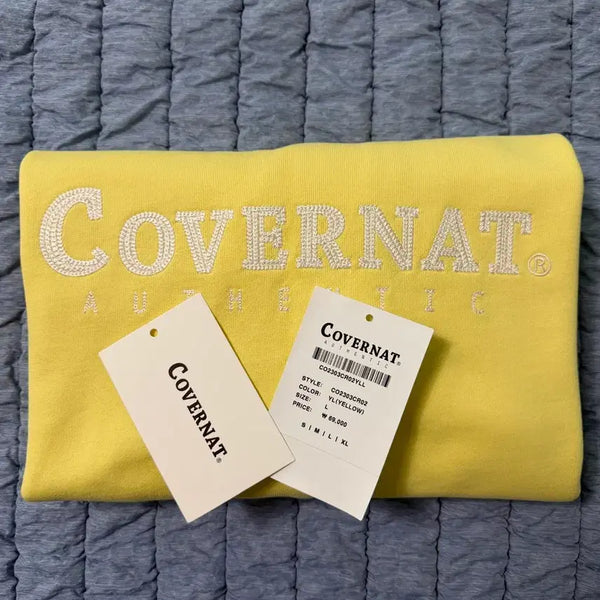 [BUNJANG] Covernat Embroidered Sweatshirt Yellow L / 새상품 커버낫 자수 맨투맨