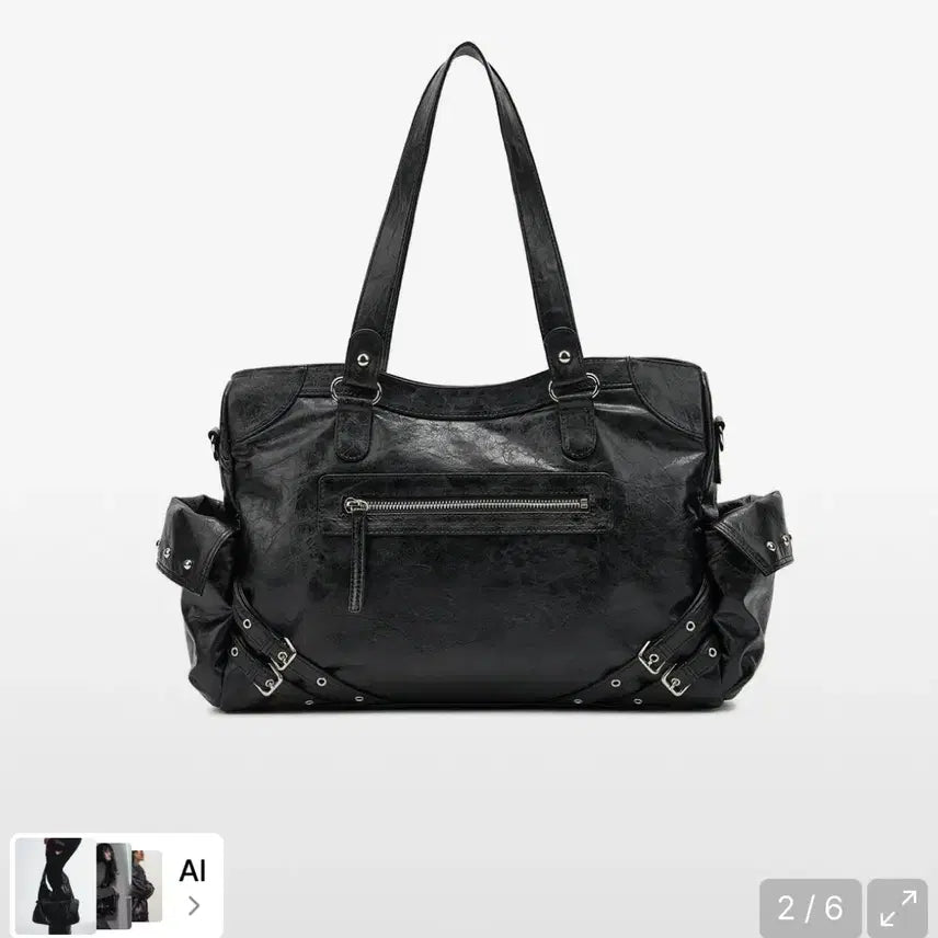 [BUNJANG] Danit Stud Pocket Big Bag Black / 다이닛 스터드 포켓 빅백 블랙