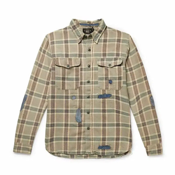 [BUNJANG] RRL Repaired Plaid Twill Workshirt / RRL 리페어 플래드 트윌 워크셔츠