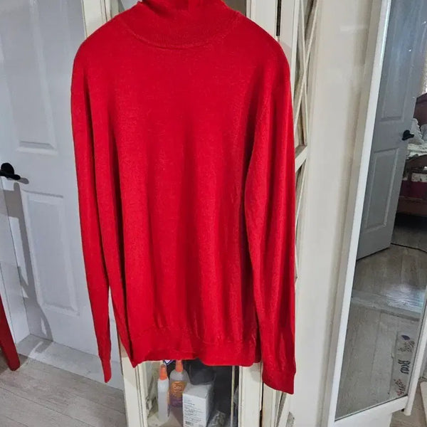[BUNJANG] Uniqlo Red 100% Wool Turtleneck Sweater / 유니클로 울100 빨간색 터틀넥 스웨터