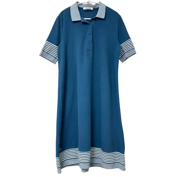 [BUNJANG] Lacoste Colorblock Striped Polo Dress Blue / 라코스테 배색 카라 원피스 스트라이프 36 블루