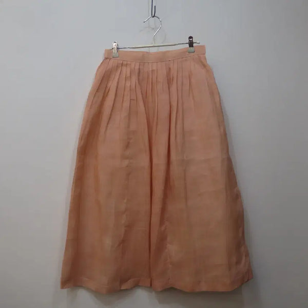 [BUNJANG] Natural Ramie Pleated Skirt Coral Pink / 코랄핑크 천연 모시 주름 스커트