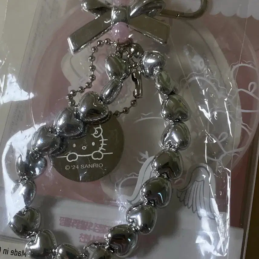 [BUNJANG] Philimili Hello Kitty Angel Puffy Puff + Kitty Beaded Keychain Set / 필리밀리 헬로키티 천사 통통 퍼프 + 키티 비즈키링