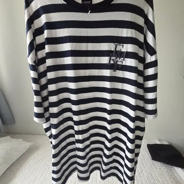 [BUNJANG] FRMF Striped T-Shirt Navy 110 / FRMF 단가라 티셔츠 네이비 110
