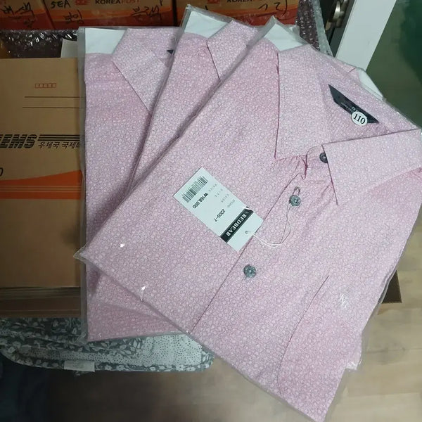 [BUNJANG] 3-Piece Pink Short-Sleeve Blouse Set - Floral Pattern, Size 110 / 반팔 남방 3장, 정품입니다.