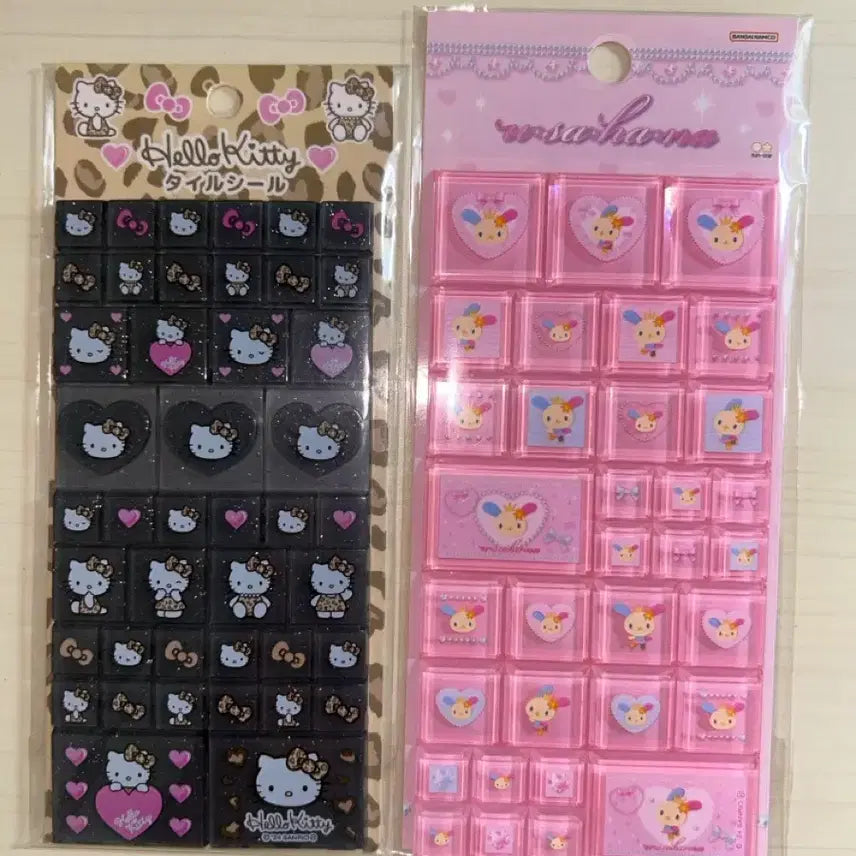 [BUNJANG] Hello Kitty & Usahana Tile Stickers Bundle / 호피 갸루 키티 / 우사하나 타일 스티커