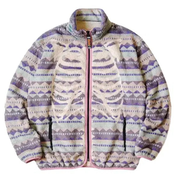 [BUNJANG] Kapital Ashland Stripe & Bone Fleece Zip Blouson New / 캐피탈 애슐랜드 스트라이프 앤 본 플리스 집 블루종 새상품